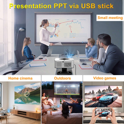 HORLAT 40000Lumens Android Projector Beamer 3D Cinema Full HD 1080P 4K Video Auto Focus Keystone Home Theater 5G WiFi Proyector