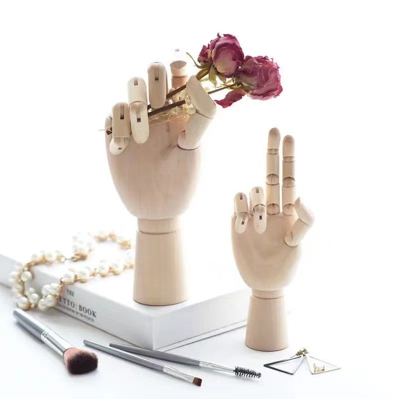 Creative Wooden Finger Art Model Ornaments Wooden Hands Home Living Room Office Desktop Storage Decorations Accessories