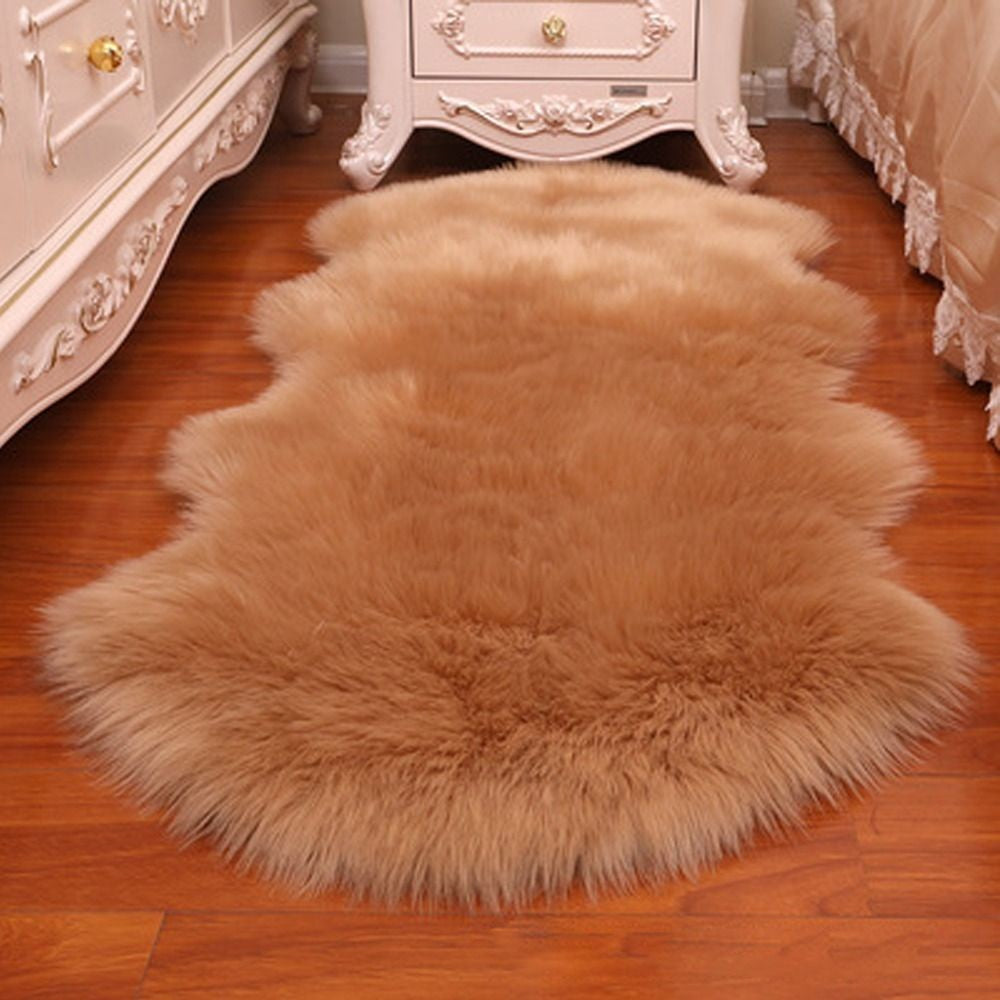 Washable Fluffy Shaggy Long Hair Carpet Floor Protection Non Slip Soft Rugs Faux Fur Bedroom Mats Sheepskin Rug