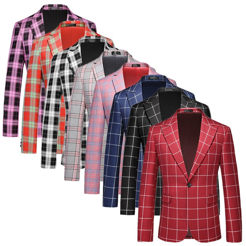 Single Breasted Plaid Suit Men's Clothing Fashion Simple Men Business Social Wedding Party Tuxedo Dress Blazers Jacket