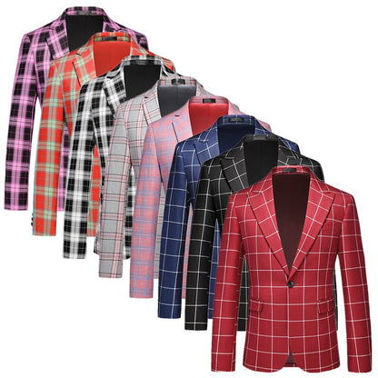 Single Breasted Plaid Suit Men's Clothing Fashion Simple Men Business Social Wedding Party Tuxedo Dress Blazers Jacket