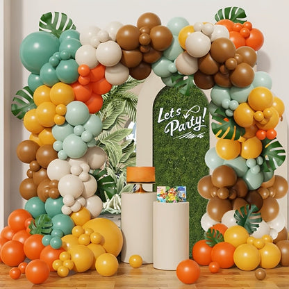 128Pcs Forest Balloon Garland Arch Kit Brown Orange Sage Green Latxe Balloons for Jungle Baby Shower Birthday Party Decor Gifts
