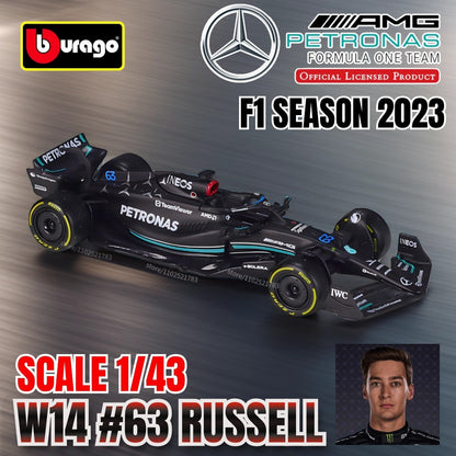 Bburago 1:43 Modelo de Carro de Corrida F1 Réplica em Miniatura Red Bull Mercedes Ferrari Veículo Presente de Natal Brinquedo Infantil para Amigo Menino