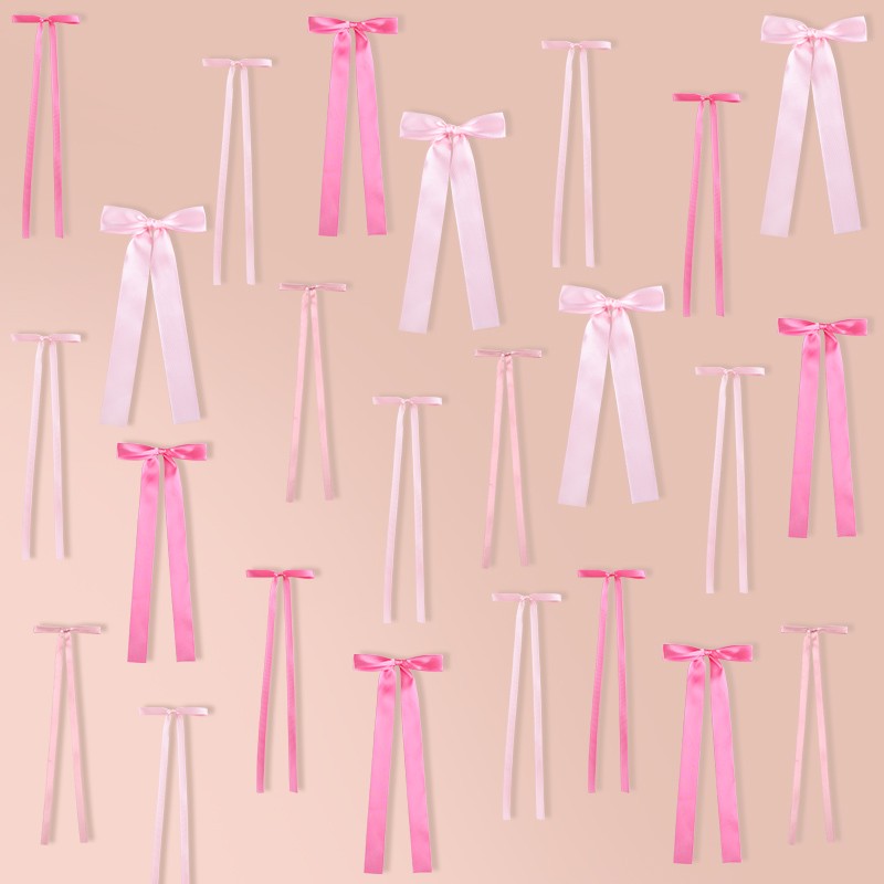 20Pcs Pink Bow Wall Decor, DIY Bow Photo Backdrop for Birthday Wedding Bachelorette Party Home Room Decoration DIY Gifts Ribbon