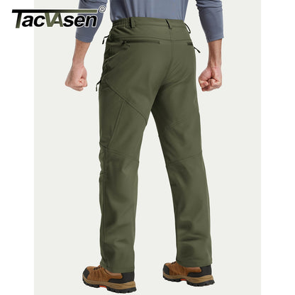 Calça Masculina de Inverno para Caminhada TACVASEN Forrada com Fleece, Impermeável, Softshell, para Esqui na Neve, Isolada, Cargo de Trabalho com 6 Bolsos com Zíper