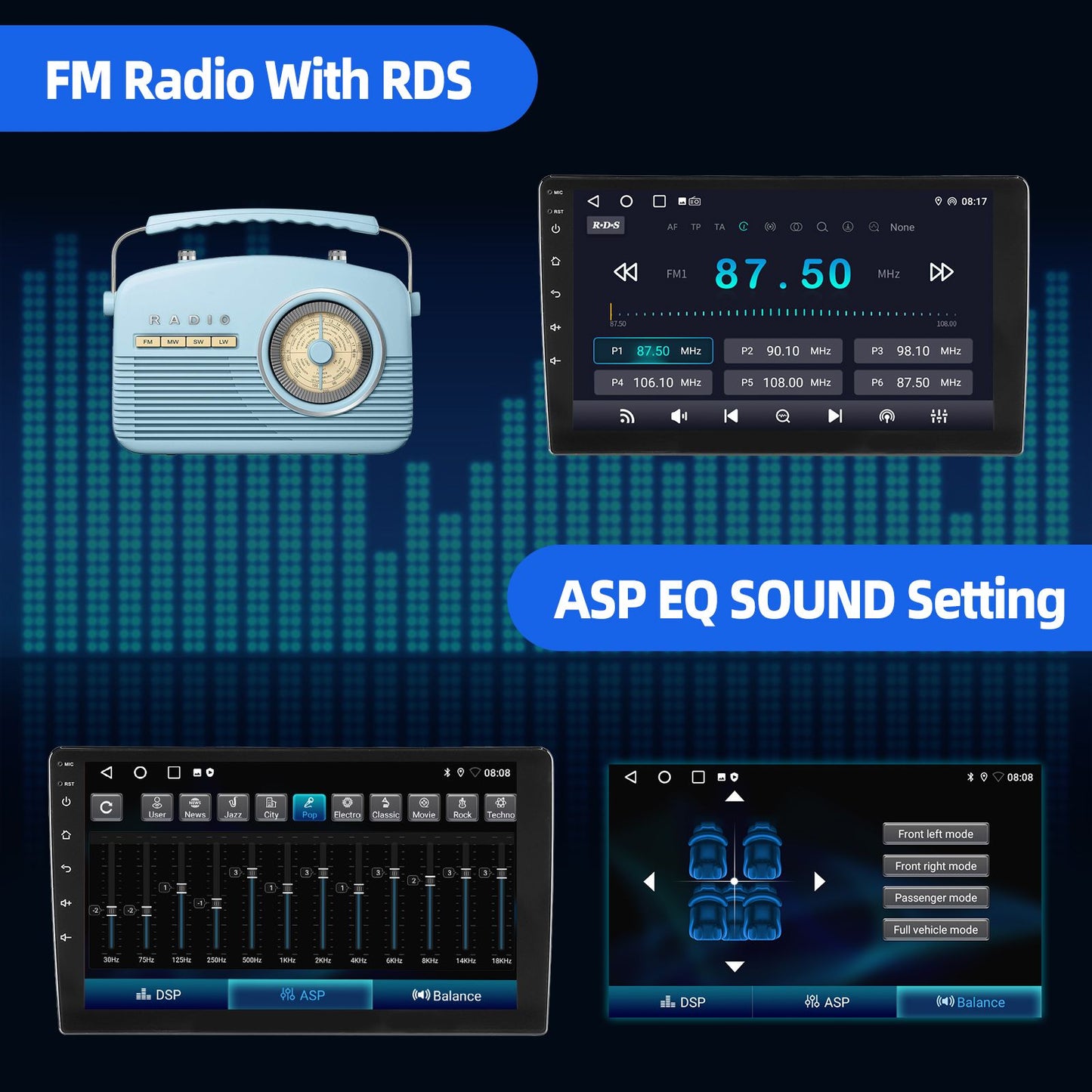 ESSGOO Rádio Estéreo Automotivo 9 polegadas 2 DIN Sem Fio CarPlay Android Auto Bluetooth 64G GPS Navegação RDS WiFi USB FM DAB+CÂMERA