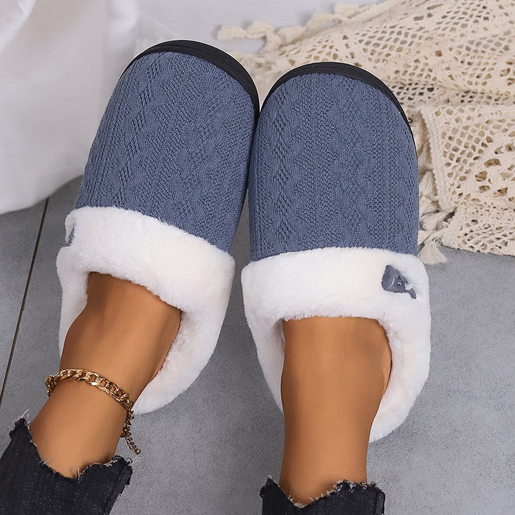 Platform Fluffy Slippers Women House Plush Fashion Designer Winter Shoes Ladies Flats Warm Home Casual Footwear Elegant Big Size
