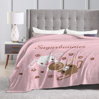 Sugarbunnies Sugar Rabbit Knitted Blanket Fleece Super Soft Throw Blankets for Outdoor Travel Bedroom Quilt