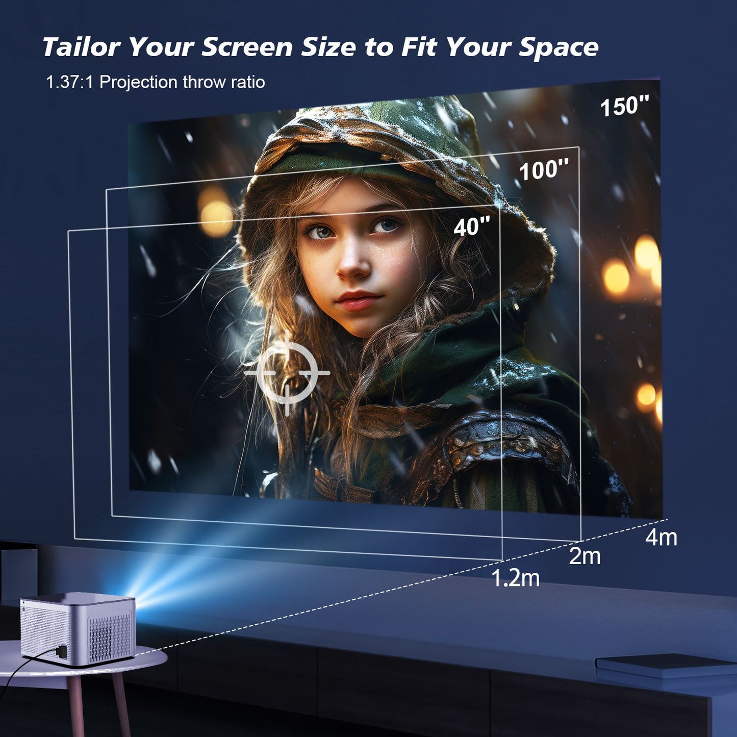 Projetor Magcubic 580ANSI Foco Automático Android 11 4K 1080P Wifi6 Controle de Voz Allwinner H713 BT5.0 Home Cinema HY350 Pro
