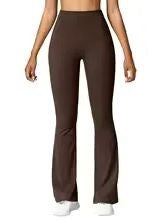 Fashion flared pants women's V back waist sports pants high waist buttocks beautiful buttocks fitness pants solid color tight La