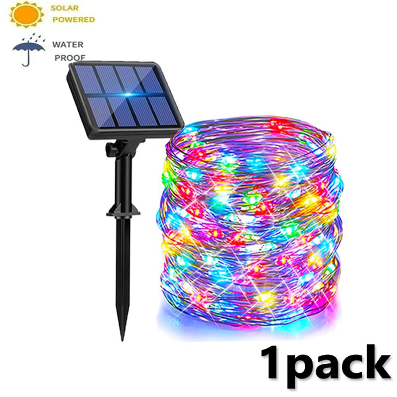 4Pack Solar String Lights Solar Outdoor Lights with 8 Lighting Modes Waterproof Fairy Lights for Tree Garden Patio Copper Wire