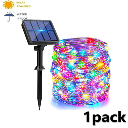 4Pack Solar String Lights Solar Outdoor Lights with 8 Lighting Modes Waterproof Fairy Lights for Tree Garden Patio Copper Wire