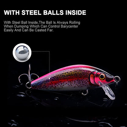 TREHOOK Jerkbait para Baixo Truta Pique Isca de Pesca Minnow Afundando 50mm 5g Isca Dura Wobblers Crankbait Pesca Artificial