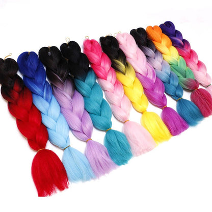 Cabelo Sintético Trança Jumbo 24 Polegadas Ombre Jumbo Extensão de Cabelo para Mulheres Tranças DIY Roxo Rosa Amarelo Cinza Lihu