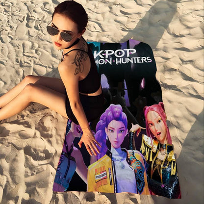 Kpop D-demon Hunters Microfiber Beach Towel Absorbent Quick Dry Soft Yoga Swimming Resort Mountain Climbing Towel