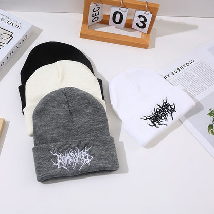 Warm Women Men Winter Beanies Hats Gothic Street Punk Knitted Bonnet Caps 100% Cotton Fashion Keep Warm Skullies Beanies Hats