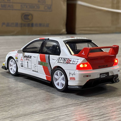 Miniatures 1:32 Mitsubishi Lancer Evolution EVO Petroleum version alloy diecast model sound light toys collection ornament gifts