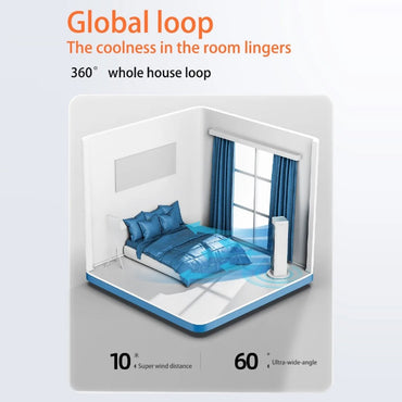 Bladeless Air Cooler Fan 3000mAh Strong Wind Electric Fan Multi-Purpose Desktop Standing Fan for Bedroom Living Rooom Bathroom