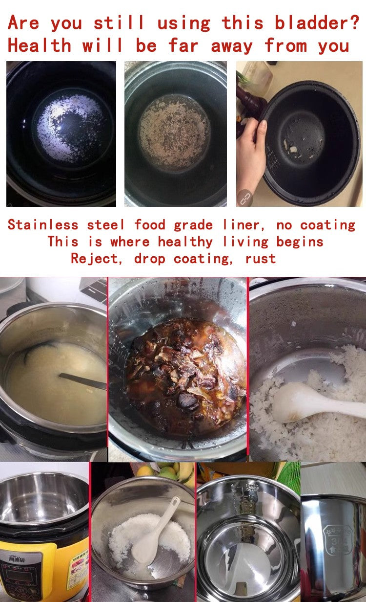 6 Liters160 Electric Pressure Cooker Liner Stainless Steel 304 Food Grade Multi-Bowl Soup Porridge Pot Bile Cooker Accessories