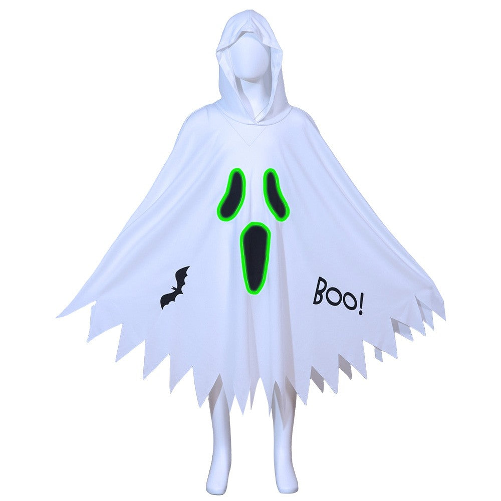 New Halloween Adult Funny Cape White Ghost Cloak Glowing cloak in the darkness Cosplay Costume Masquerade Carnival Cloak