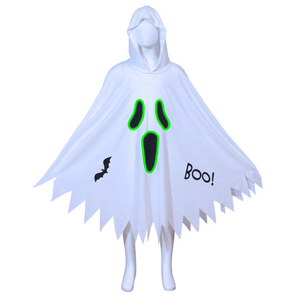 New Halloween Adult Funny Cape White Ghost Cloak Glowing cloak in the darkness Cosplay Costume Masquerade Carnival Cloak