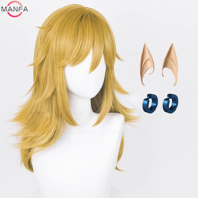Peruca de Cosplay Link de Alta Qualidade Peruca Loiro Marrom Cosplay Anime Perucas Sintéticas Resistentes ao Calor Perucas de Halloween