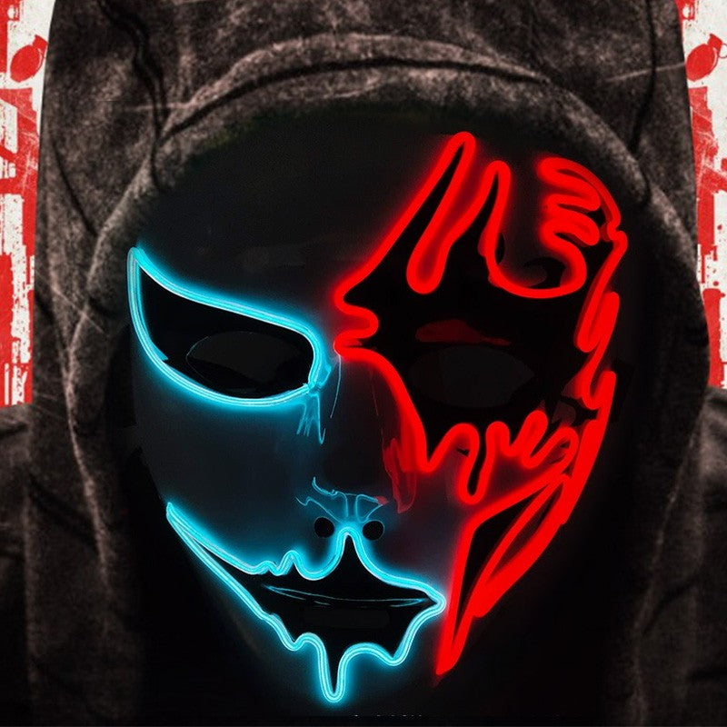 Shuffle Dance Mask Luminous Purge Mask Devil Glowing Masquerade Cosplay Mask for Halloween Horror Haunted House Props