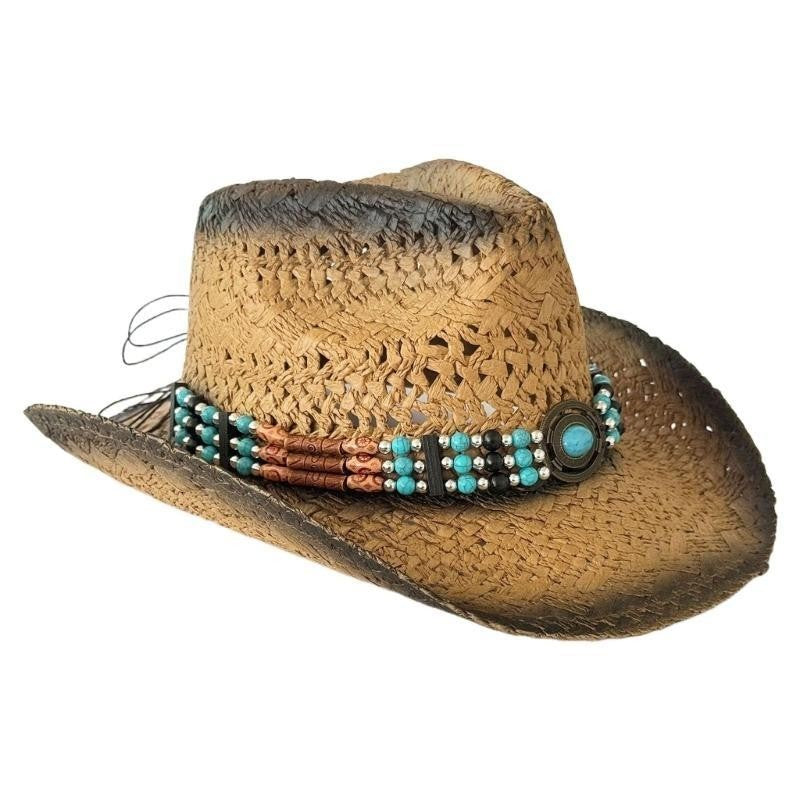 31BB Woven Straw Hat Beach Sun Hat Hollows Out Sunhat Stylish Wide Border Hat for Sun Resistances