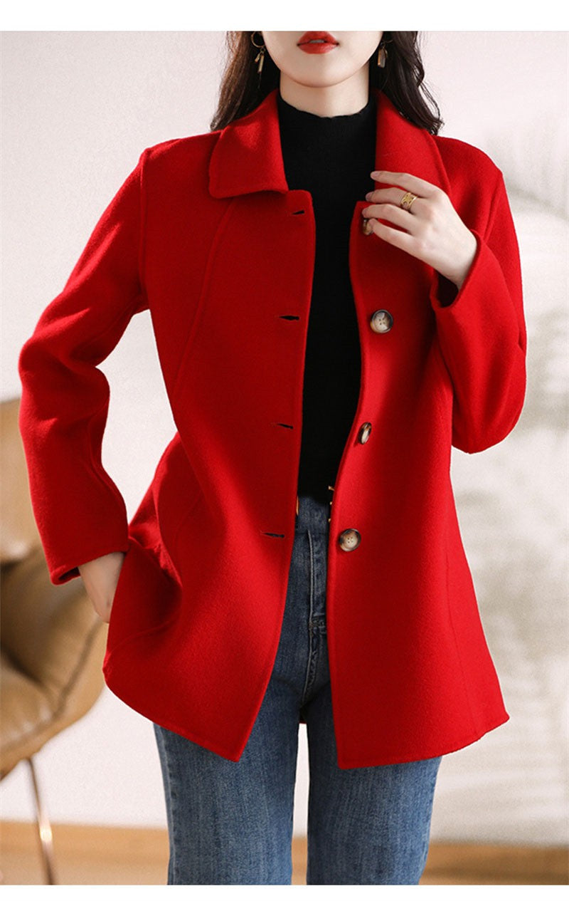 New High Quality Single-breasted Fashion Woolen Coat Women Autumn Winter Slim Elegant Wool Overcoat Windbreaker Outerwear Female