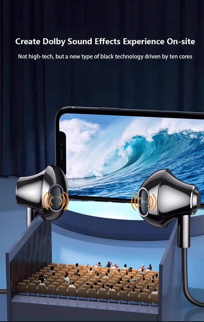 Fones de ouvido com fio USB tipo C 3,5 mm fones HiFi estéreo graves com controle de volume intra-auriculares para Samsung Galaxy iPhone Huawei Xiaomi