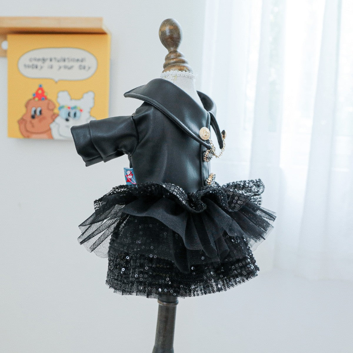 Roupa de Luxo para Cães Roupa de Princesa em Couro Preto Impermeável Outono Inverno para Cães Pequenos e Grandes Menina Menino Casaco XS XL Trajes Elegantes