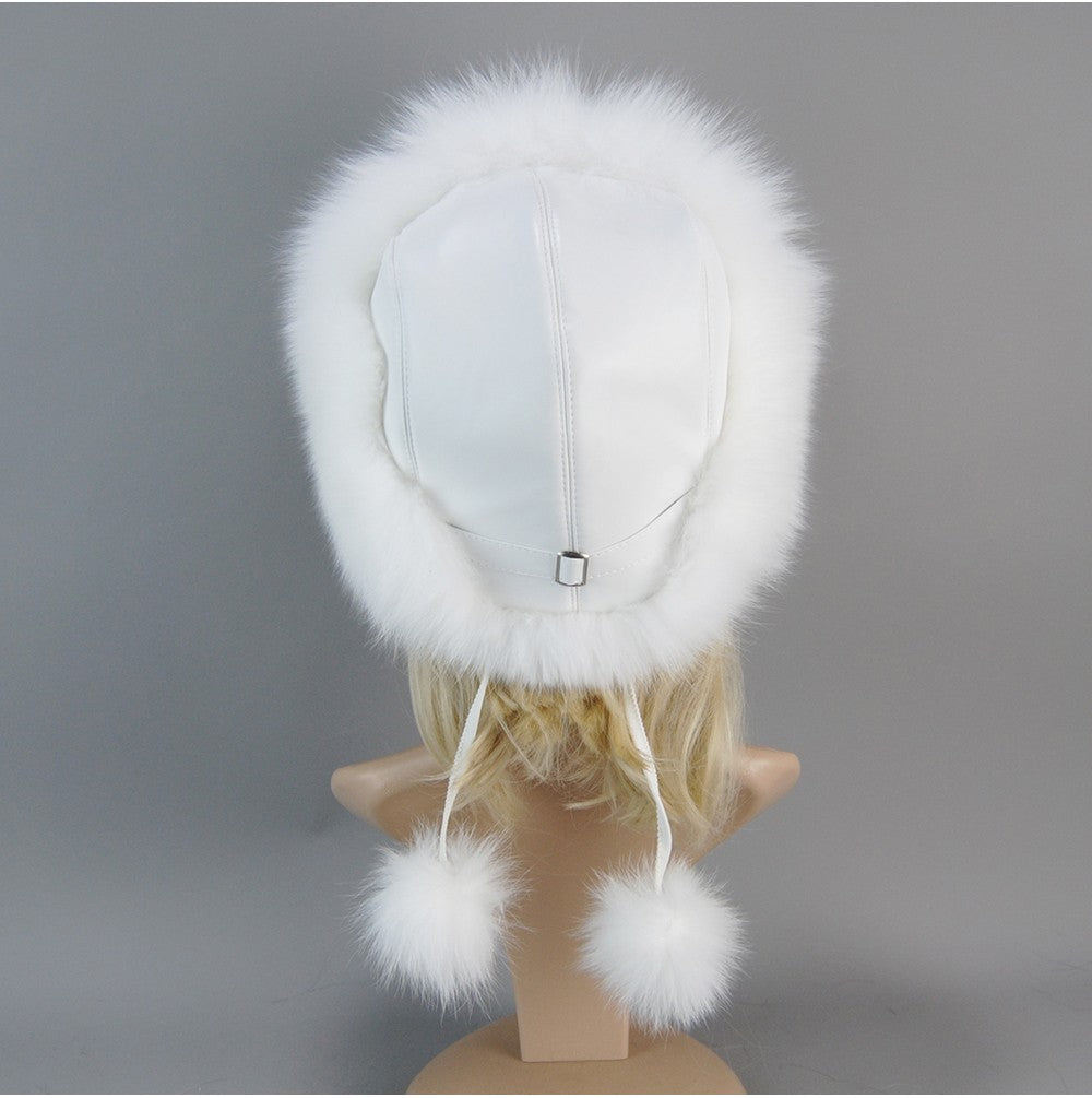 Nova Touca de Luxo de Inverno 100% Pelo de Raposa Natural Toucas de Pelo de Raposa Real de Qualidade para Mulheres Toucas de Pelo de Raposa Genuíno para Meninas