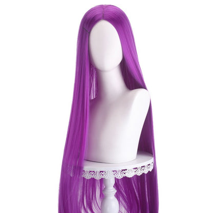 Peruca de Cosplay Longa Lisa Divisão Central Loiro Rosa Vermelho Roxo Resistente ao Calor Cabelo Sintético