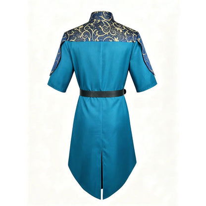 Men's Fantasy Elven Tunic with Belt Medieval Style Robe with Ornate Print Renaissance Faire LARP Events Themed Party Costume