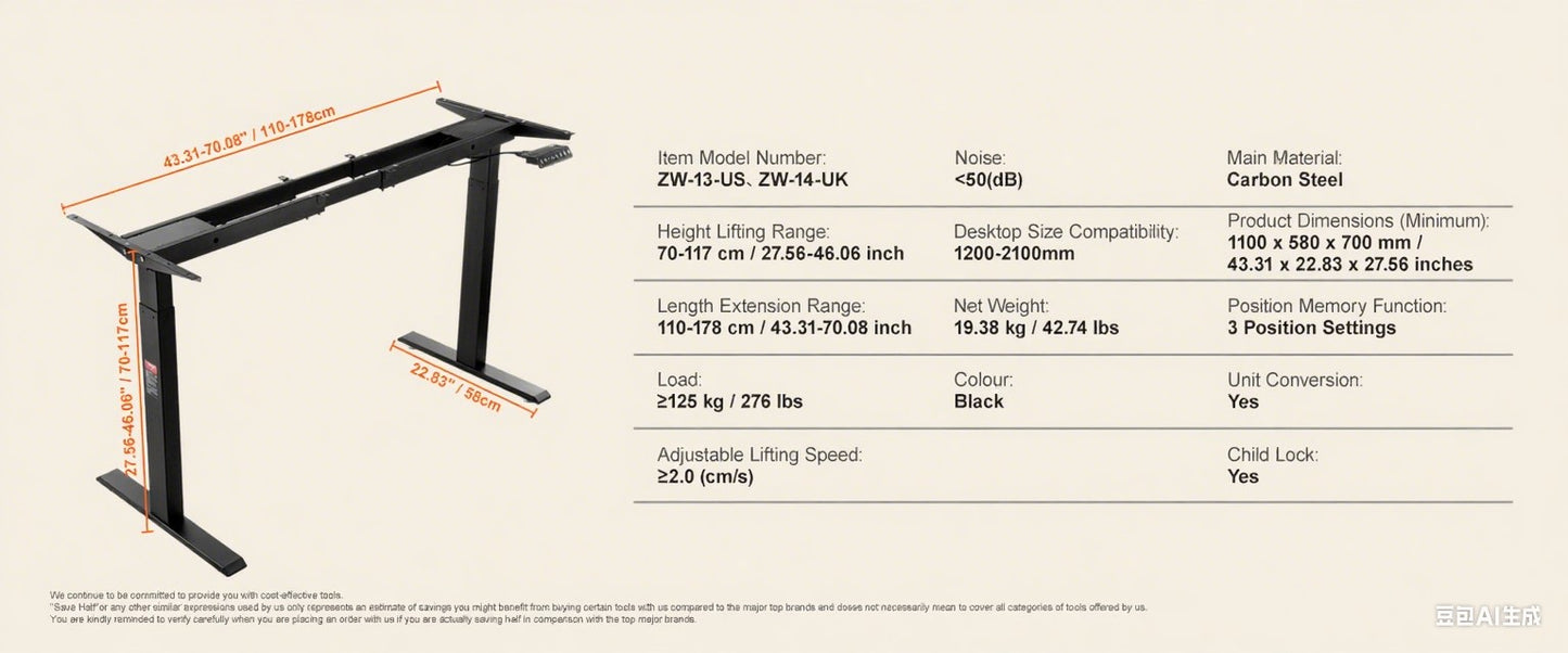SucceBuy Standing Desk Frame  Electric Stand Up Computer Desk Legs Ergonomic DIY Workstation Base for Home Office Black white