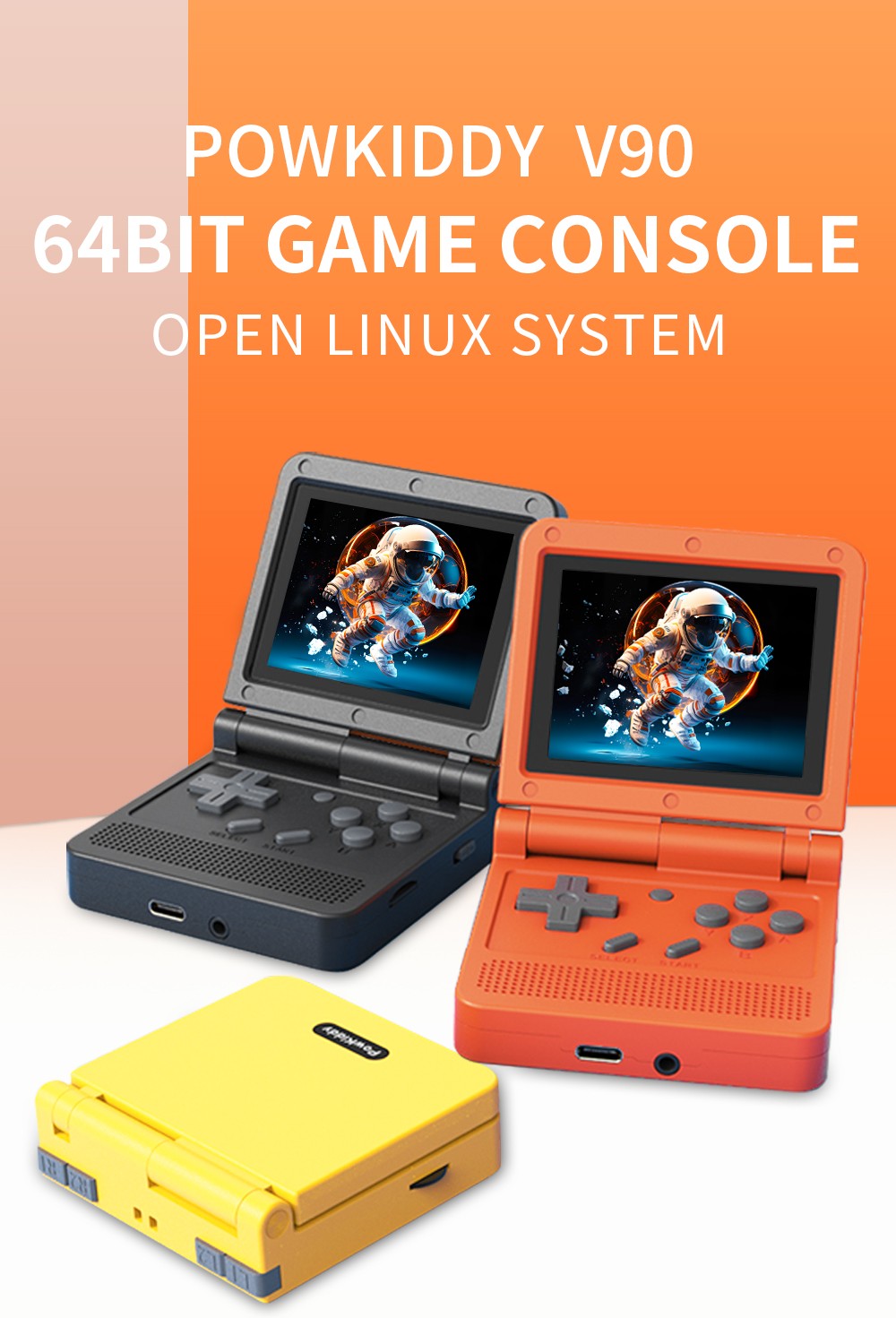 V90 3.0-inch IPS Screen Retro Portable Flip Handheld Control Game Console  55G Open Source Linux  Gifts