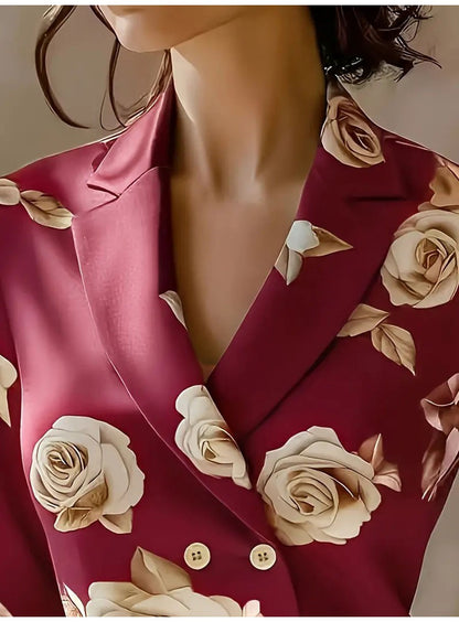 Fashion Flower Print Shirts For Women 2025 Autumn Winter Long Sleeve Turn-down Collar Loose Blouses Tops Elegant