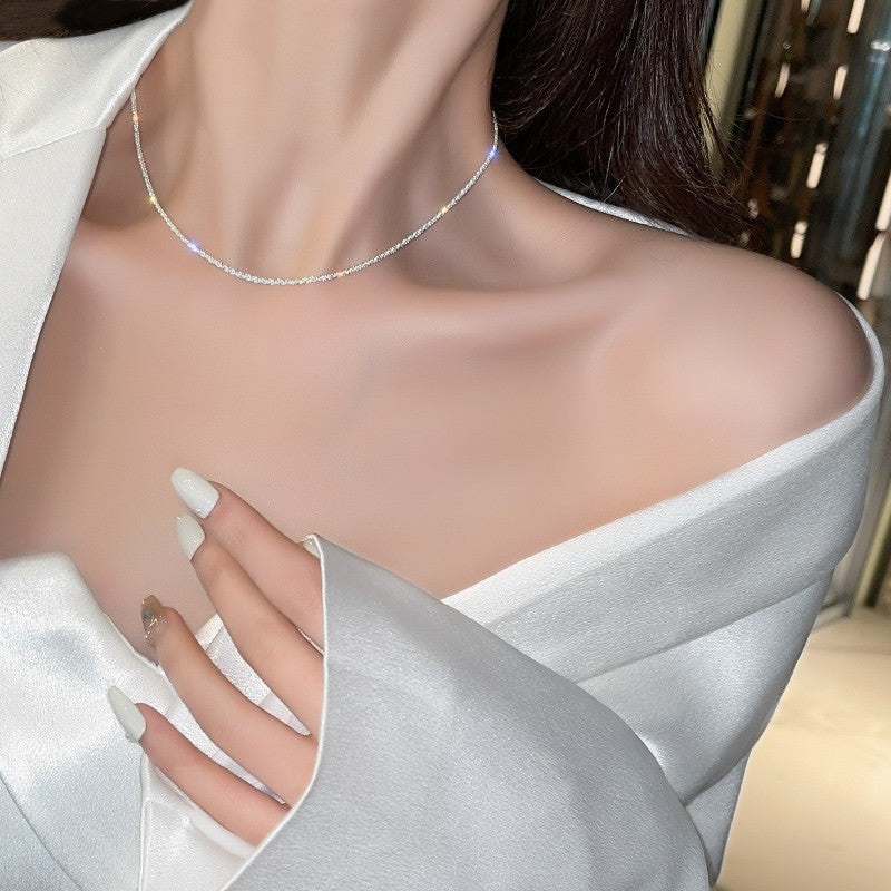Colares com Pingente em Forma de Coração e Asas de Anjo Cor Prata Zircônia Cúbica 5A Estilo Minimalista Corrente na Clavícula Joias Femininas e para Meninas