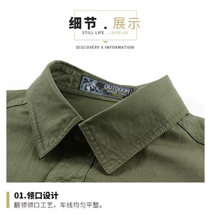 New Summer Men's Short Shirt Korean Casual Oversized Navy Blue Cargo Shirt Classic Retro Men Clothing Outdoor Sports Durable Top