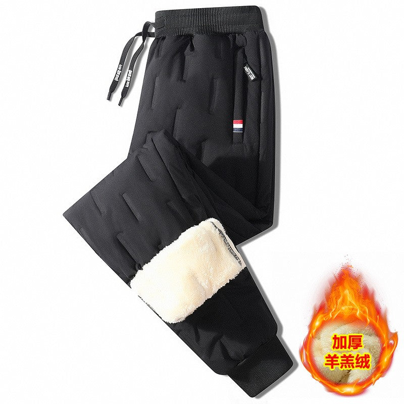 Calça Casual com Cordão Elástico na Cintura Moletom Esportivo Calça Folgada de Inverno Masculina Roupas Masculinas Quentes à Prova de Vento Y2k?