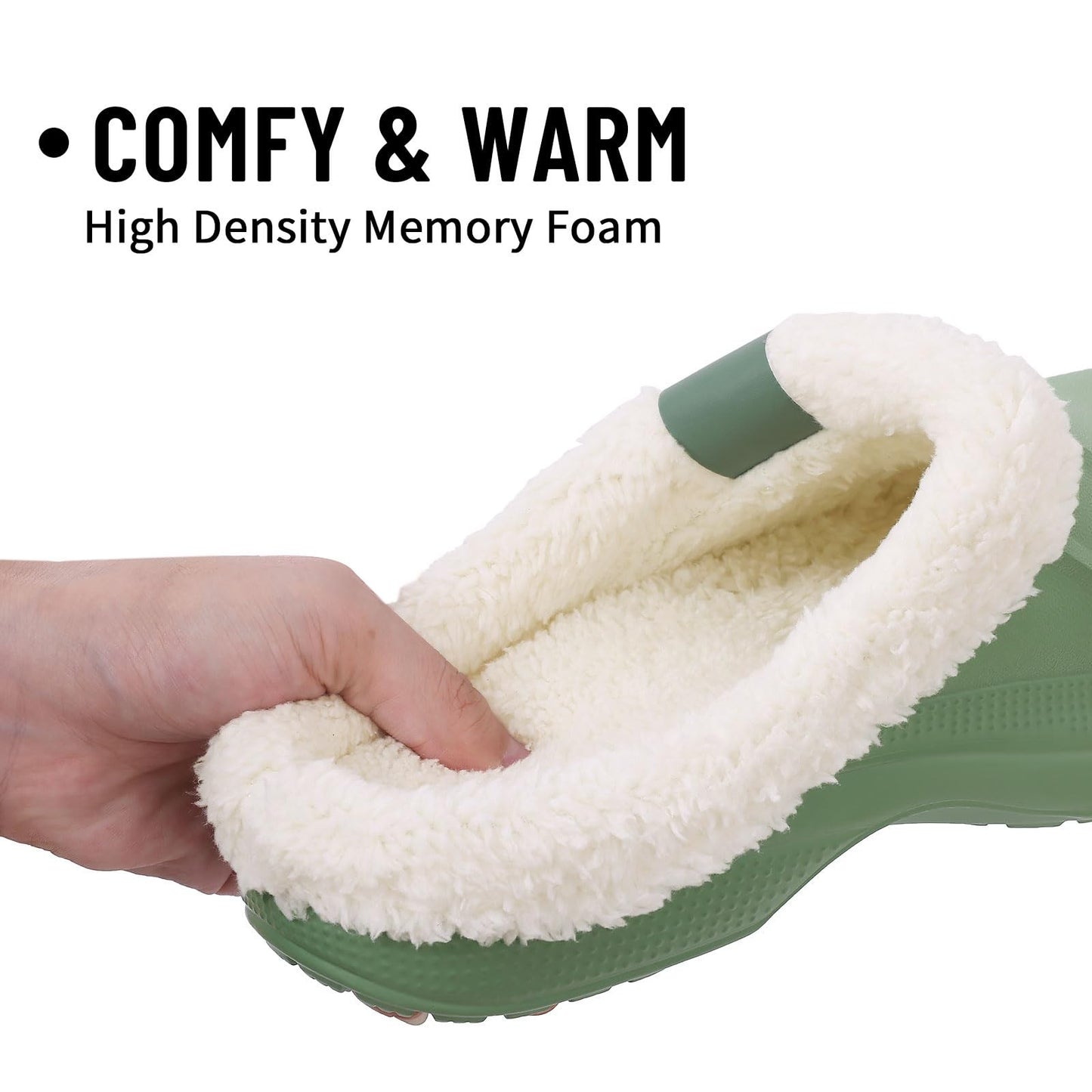 Kidmi Fur Lined Clogs Slippers For Women Classic Winter Waterproof House Slippers For Women With Padded Shoes EVA Garden Shoes