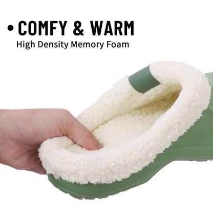 Kidmi Fur Lined Clogs Slippers For Women Classic Winter Waterproof House Slippers For Women With Padded Shoes EVA Garden Shoes