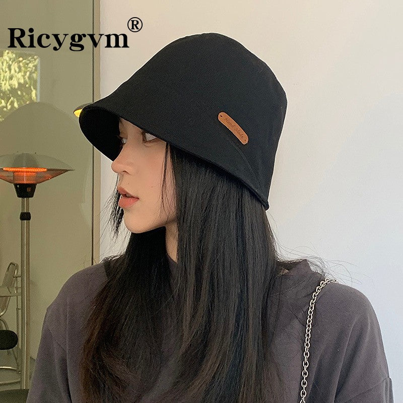 New Japanese Women Bucket Hat Fashion Cotton Soild Color Foldable Fisherman Hats Female Sun Protect Basin Cap gorras para mujer