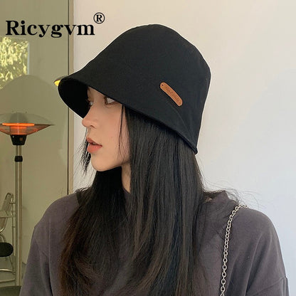 New Japanese Women Bucket Hat Fashion Cotton Soild Color Foldable Fisherman Hats Female Sun Protect Basin Cap gorras para mujer