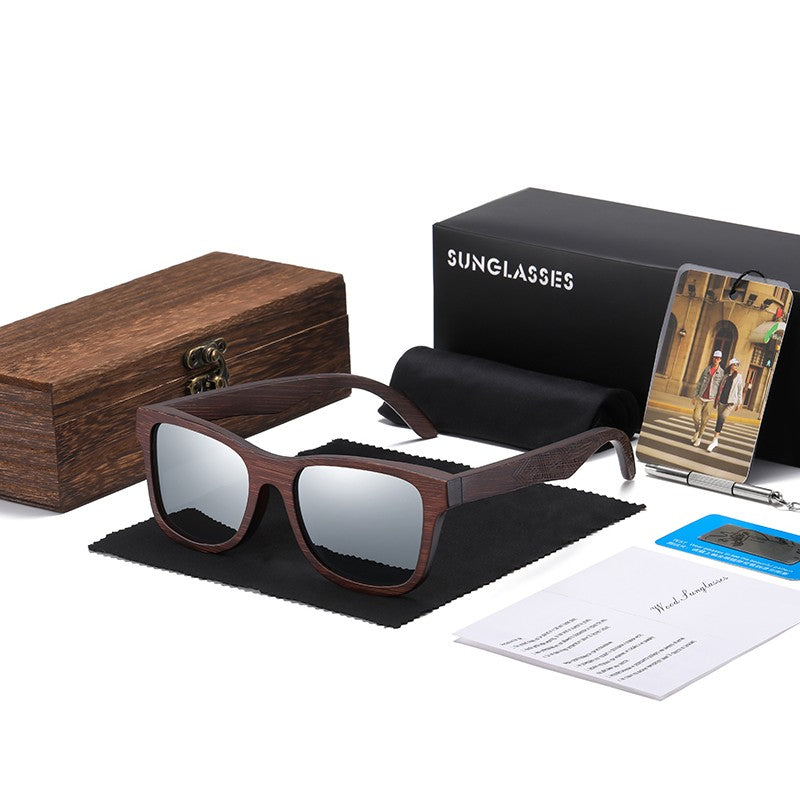 Óculos De Sol GM De Madeira De Bambu Natural Feitos À Mão Polarizados Lentes Com Revestimento Espelhado Com Caixa De Presente