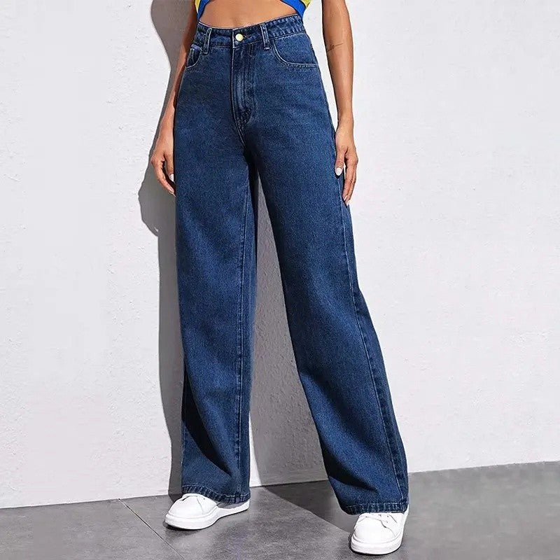 High Waist Wide Leg American Style Summer Casual Women's Jeans Floor Length Design Sensation Fashionable Chinese Brand
