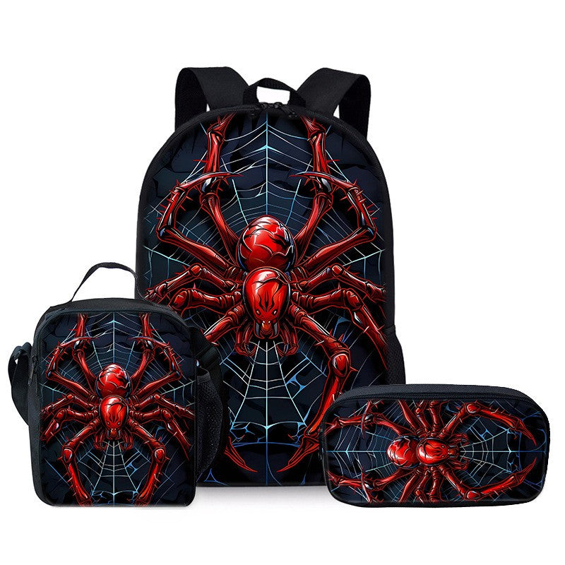 Cartoon Popular Novidade Aranha 3D Estampa 3pçs/Conjunto Mochilas Escolares Estudantis Mochila para Laptop Lancheira a Tiracolo Estojo