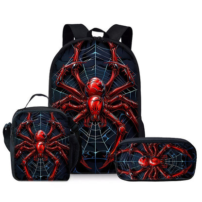 Cartoon Popular Novidade Aranha 3D Estampa 3pçs/Conjunto Mochilas Escolares Estudantis Mochila para Laptop Lancheira a Tiracolo Estojo