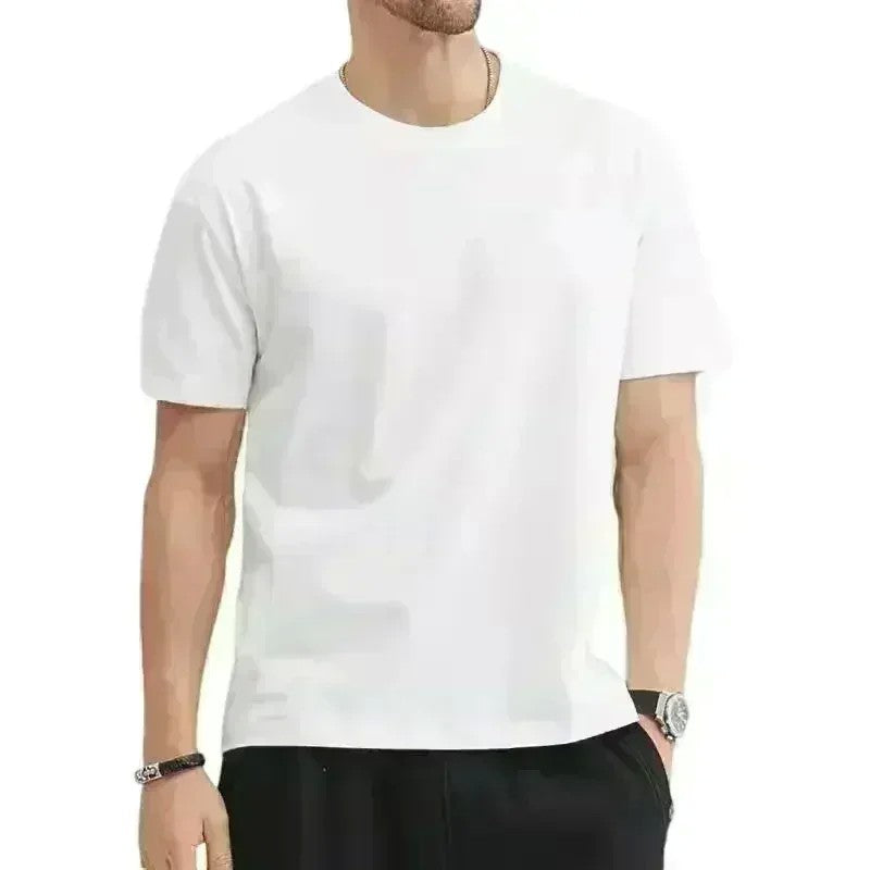 Outlet Counter Men's American Heavy Cotton Short-sleeved T-shirt Ins Loose Crew Neck Men's and Women's Fashion Casual T-shirt