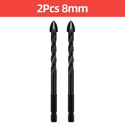 Conjunto de brocas TOOLEYE Cross Hex para concreto, porcelanato, vidro, metal, kit de brocas multifuncionais para ferramentas elétricas, brocas de perfuração